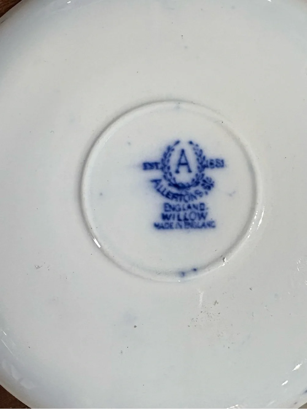 Allerton’s Ltd. Blue Willow 3 Saucers;1 cup Blue and White Chinoiserie.
